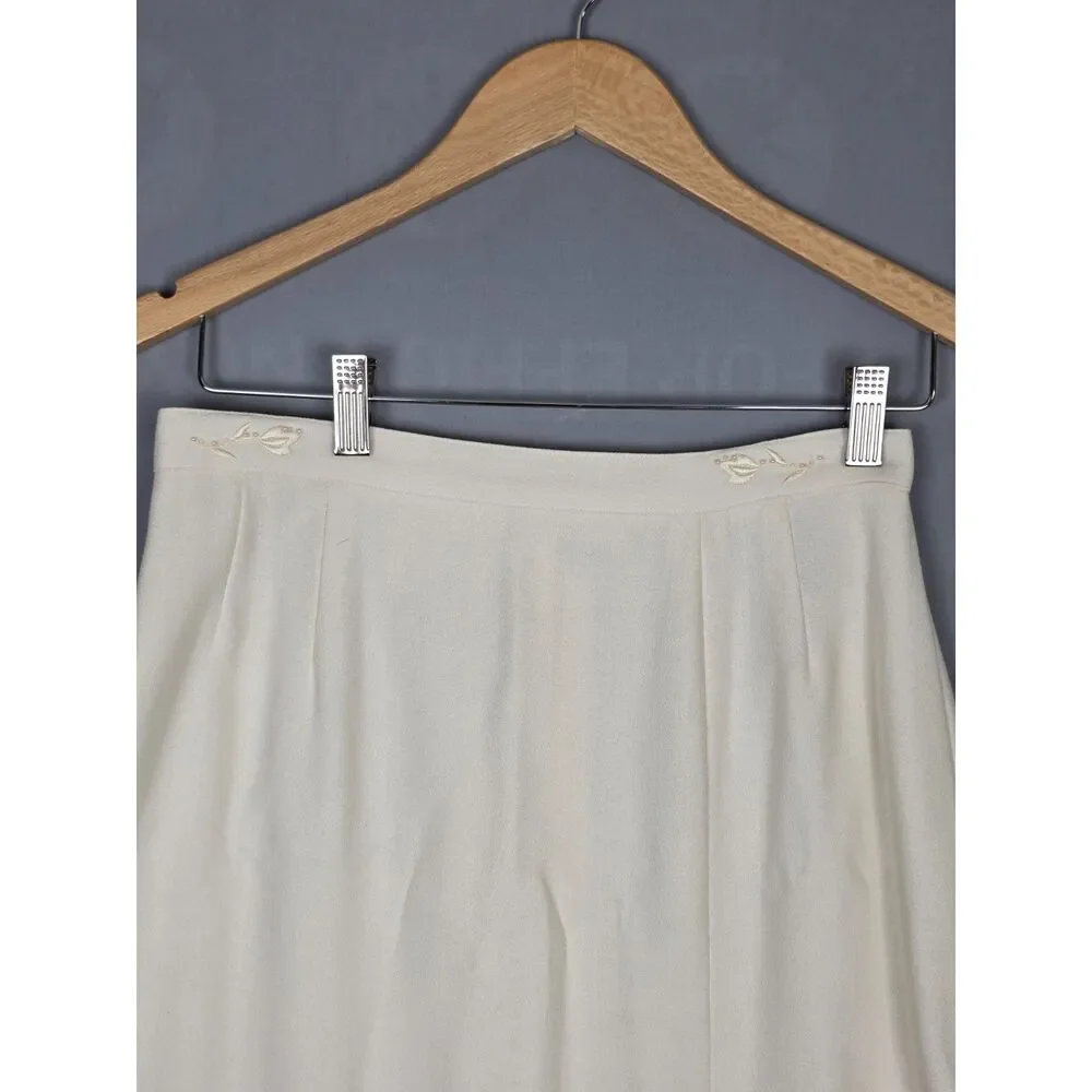 Vintage Kasper A.S.L. White Maxi Skirt Suit Size 8 Embrodiary Sequins Wedding